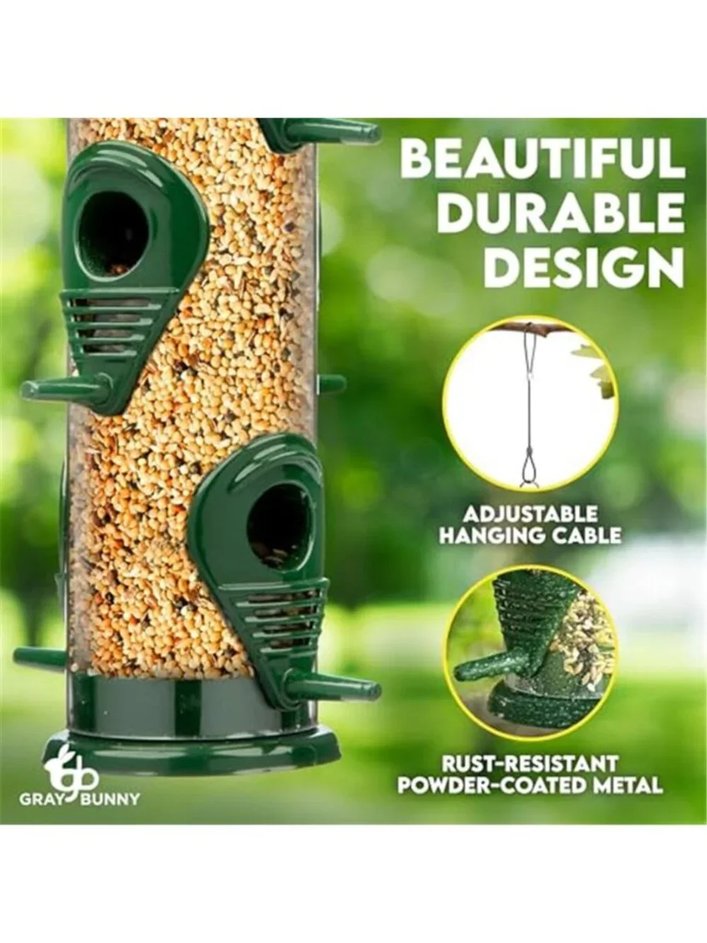 Bird Feeders for Outdoors (Green) Squirrel Proof Hanging Bird Feeder with Hanger